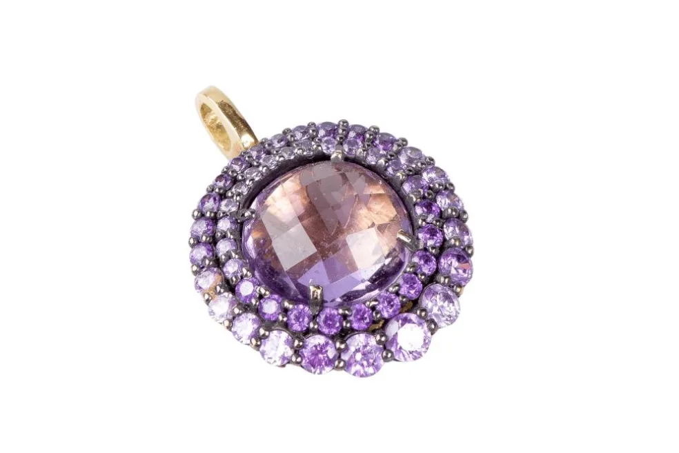 Pendentif améthyste en or massif