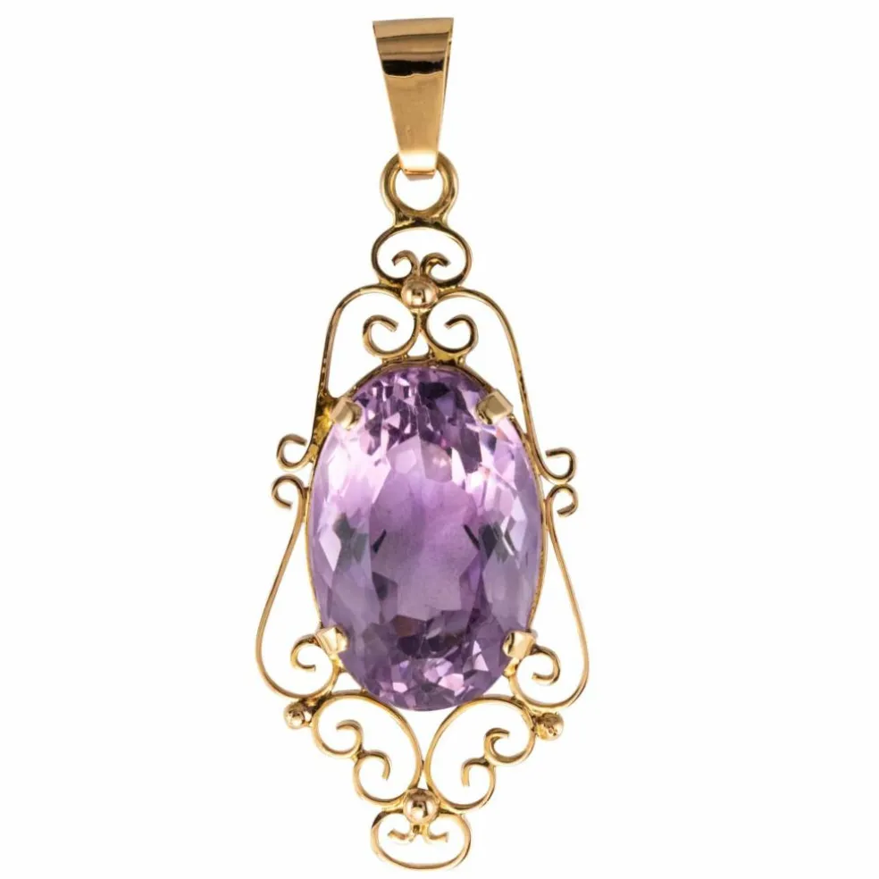 Pendentif améthyste or rose