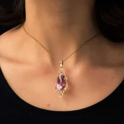 Pendentif améthyste or rose