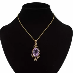 Pendentif améthyste or rose