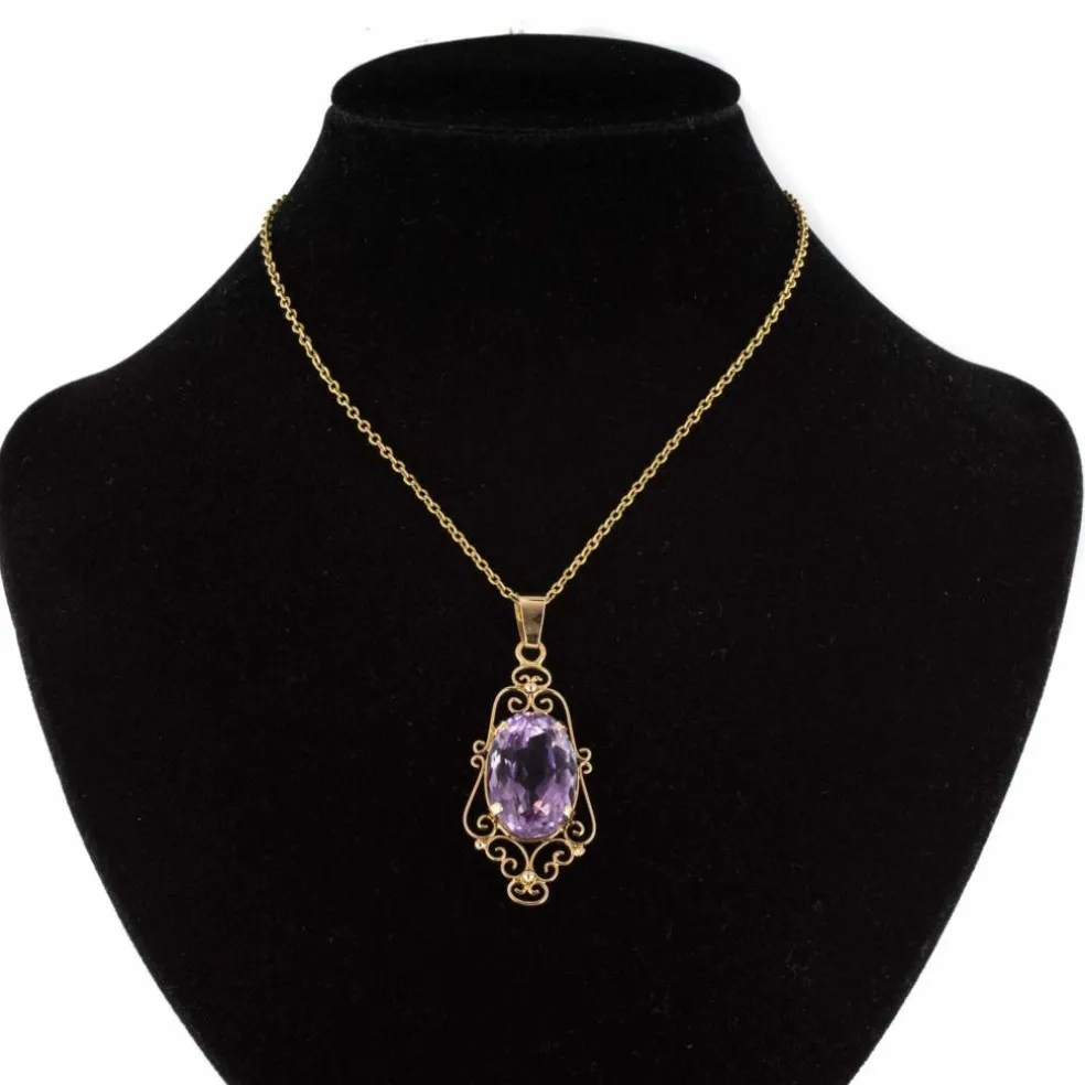 Pendentif améthyste or rose