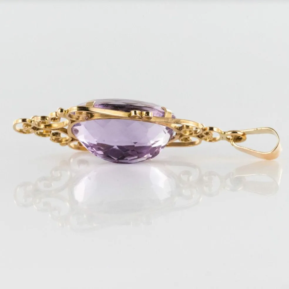 Pendentif améthyste or rose