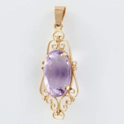 Pendentif améthyste or rose