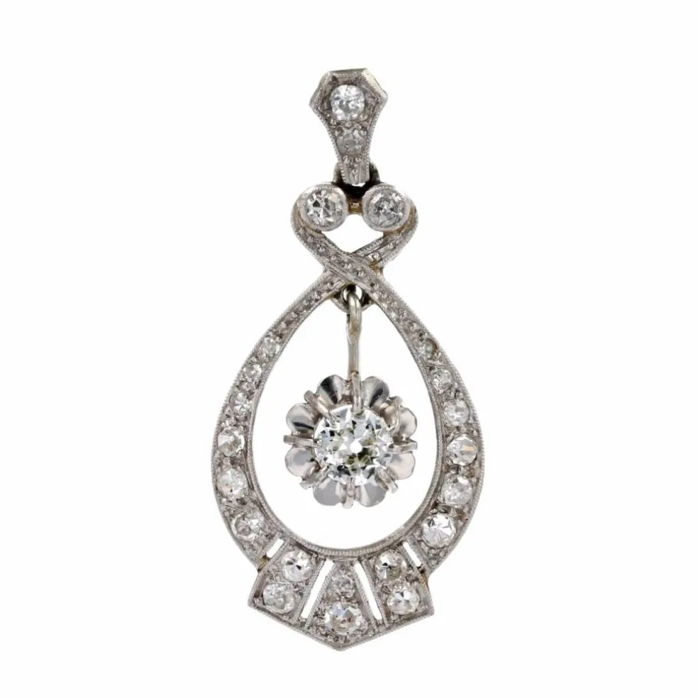 Pendentif ancien art déco diamants