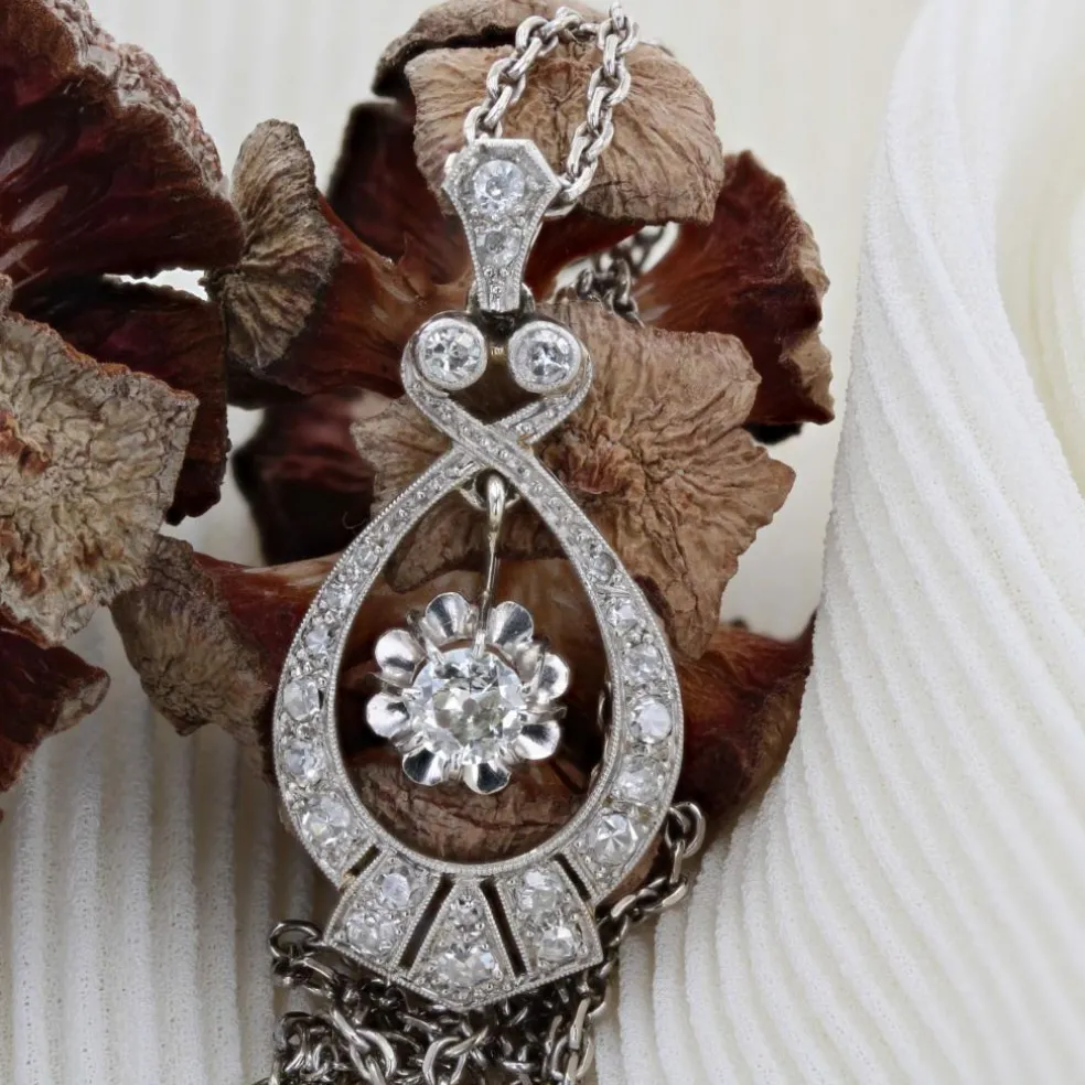 Pendentif ancien art déco diamants
