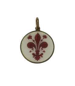 Pendentif ancien biface émail fleur de Lys Jésus