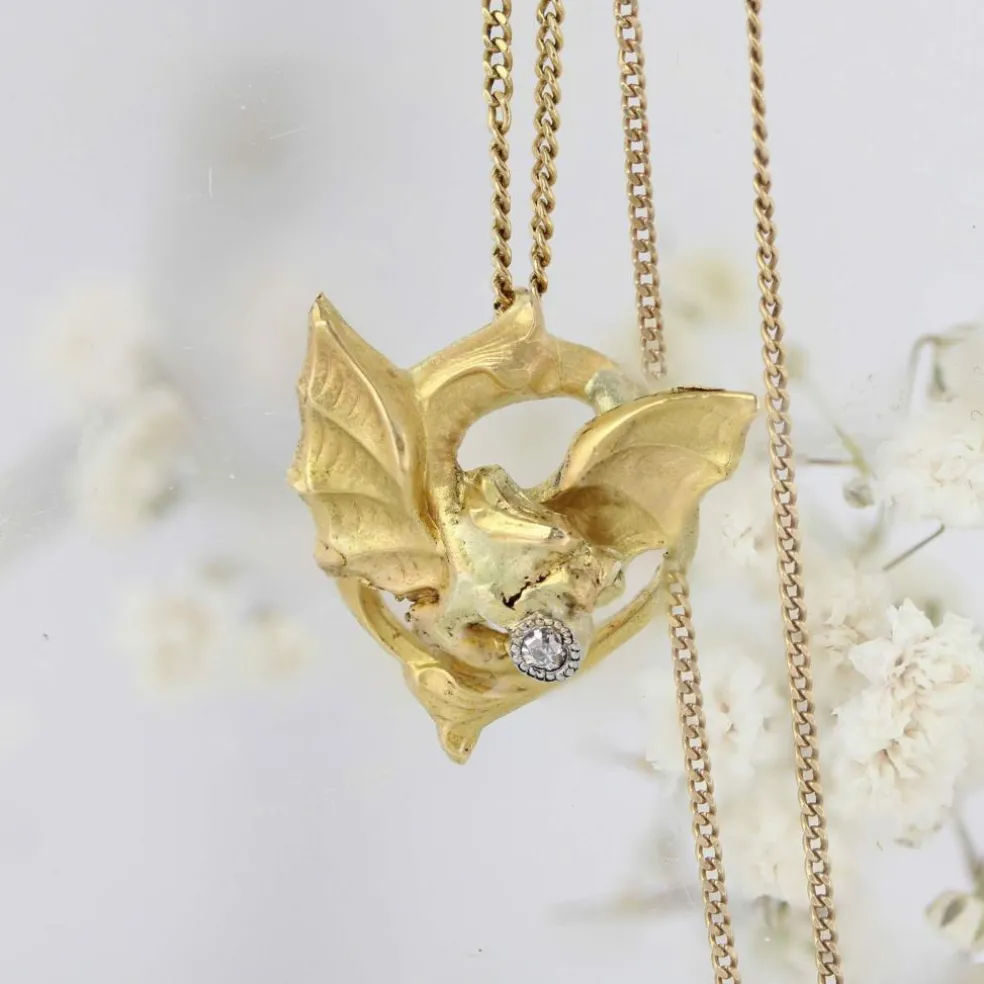 Pendentif ancien chimère diamant et sa chaine