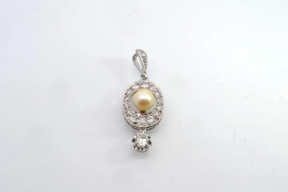Pendentif ancien diamants et perle