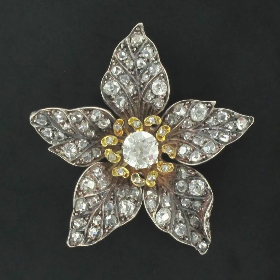 Pendentif ancien fleur diamants
