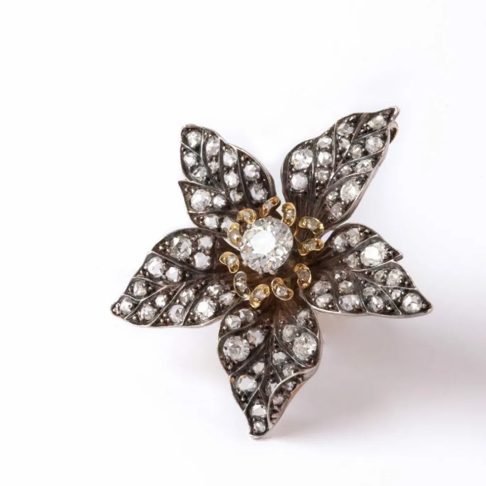 Pendentif ancien fleur diamants