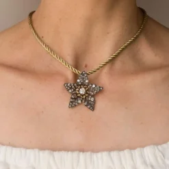 Pendentif ancien fleur diamants