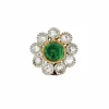 Pendentif ancien fleur émeraude cabochon et diamants