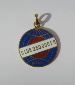 Pendentif ancien globe terrestre New York Life insurance Company émail