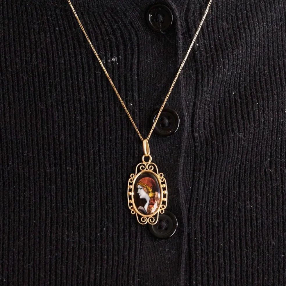 Pendentif ancien émaux de Limoges or jaune