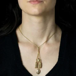 Pendentif ancien Napoléon III or rose et or vert