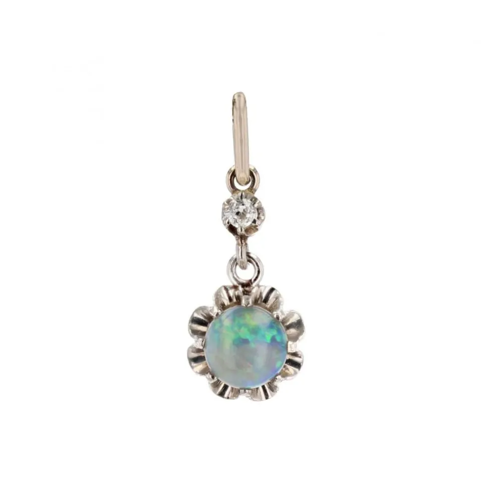 Pendentif ancien opale et diamant