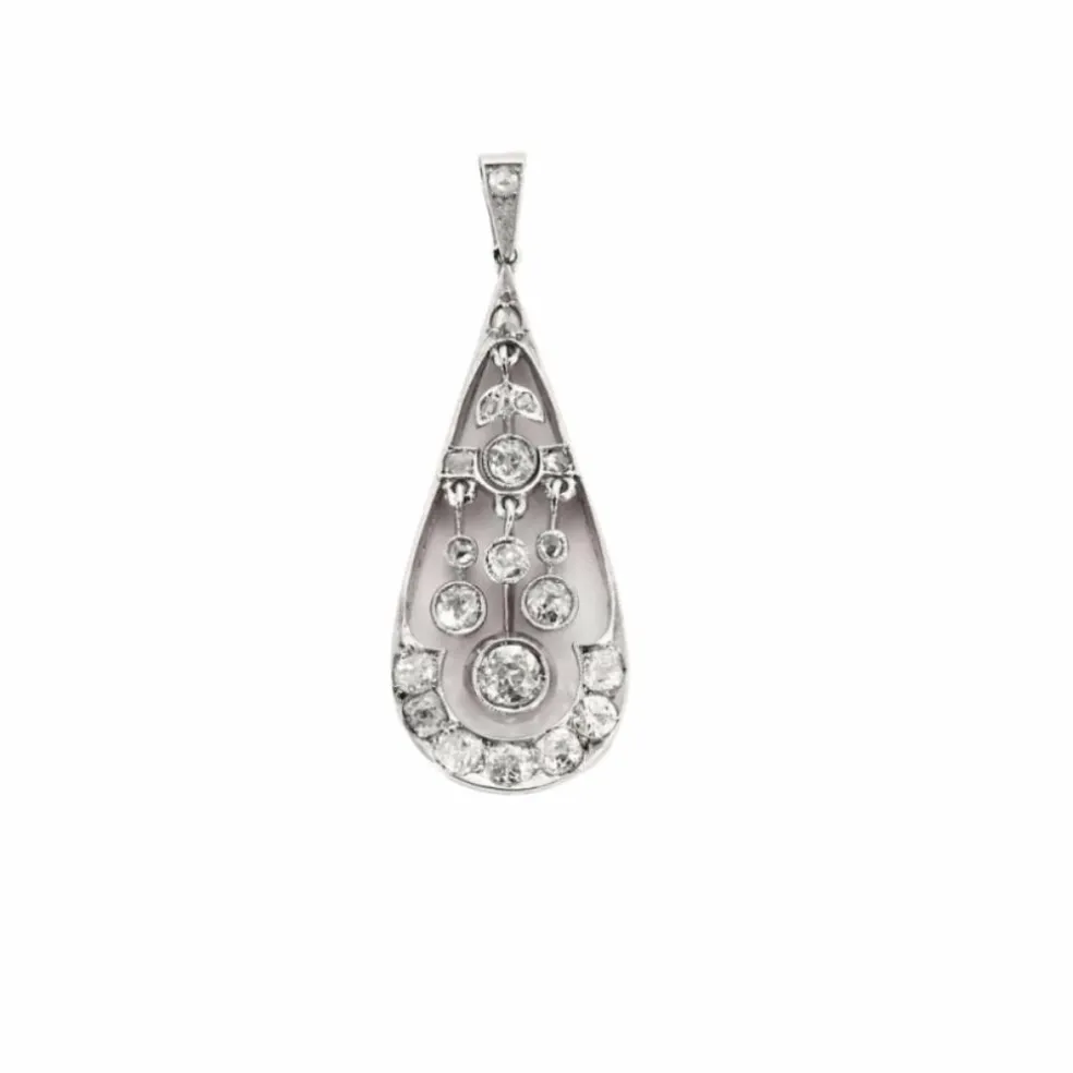 Pendentif ancien or blanc diamants