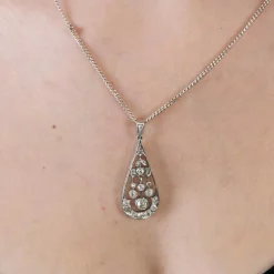 Pendentif ancien or blanc diamants