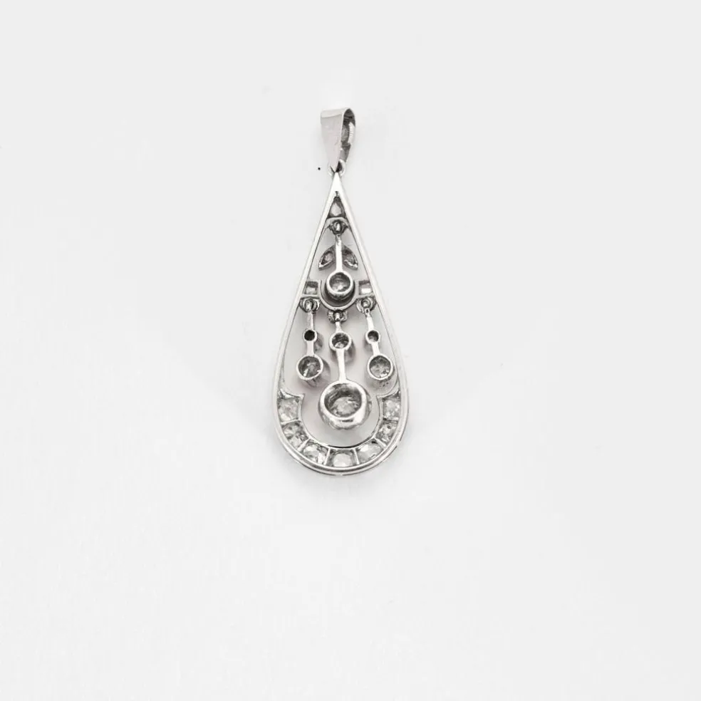 Pendentif ancien or blanc diamants