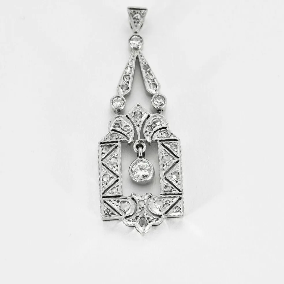 Pendentif Ancien or jaune et blanc diamants