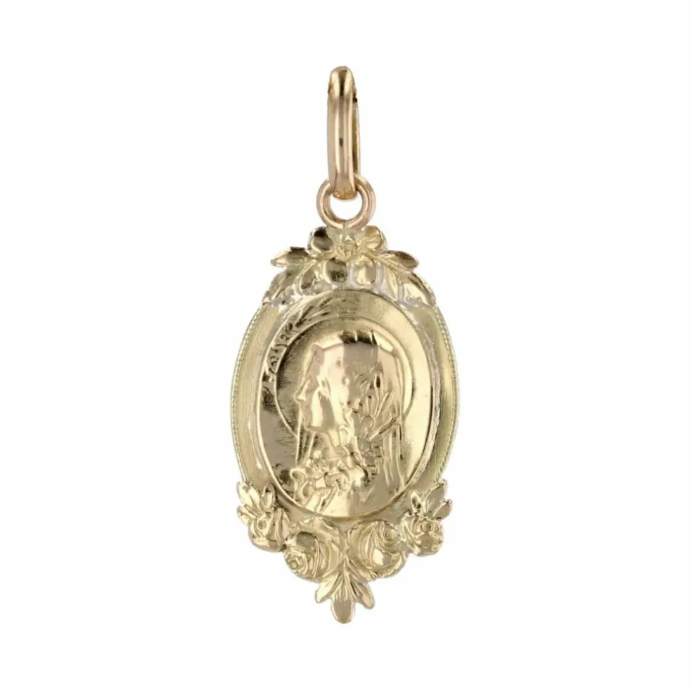 Pendentif ancien or jaune Sainte Thérèse