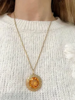 Pendentif ancien or jaune citrine