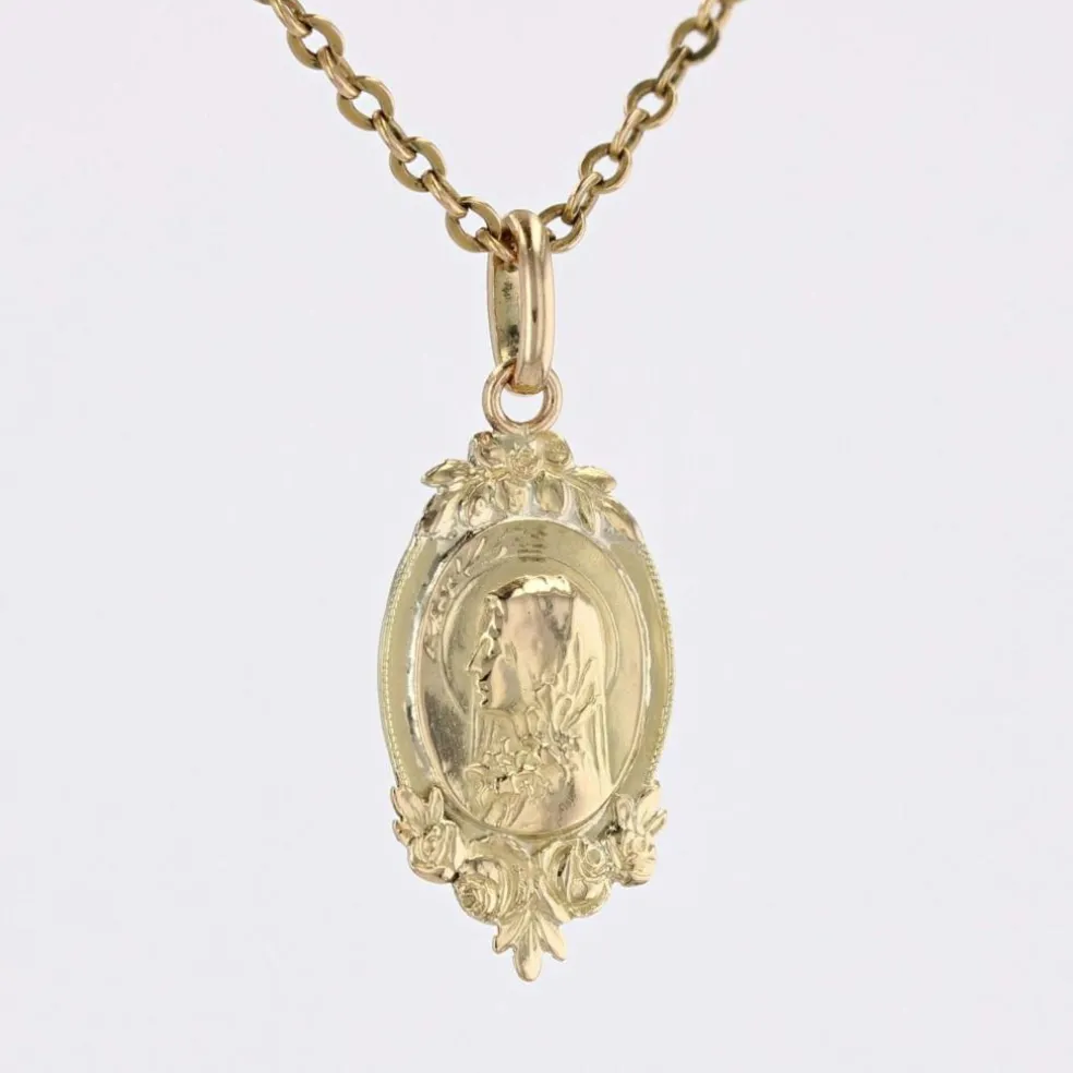 Pendentif ancien or jaune Sainte Thérèse