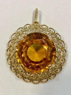Pendentif ancien or jaune citrine