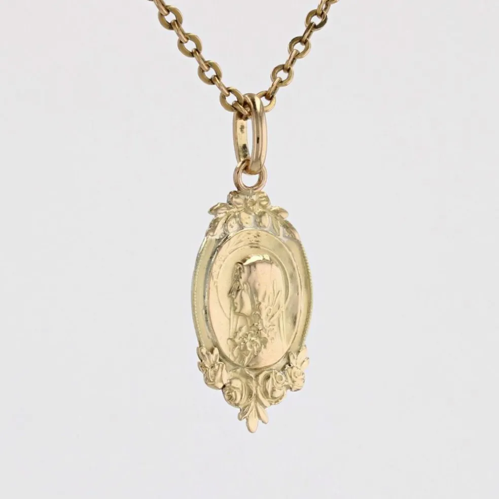 Pendentif ancien or jaune Sainte Thérèse