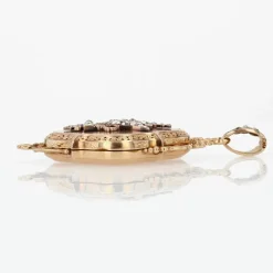 Pendentif ancien or rose diamants ouvrant