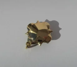 Pendentif ancien trèfle or rose, perles, émeraudes, émail