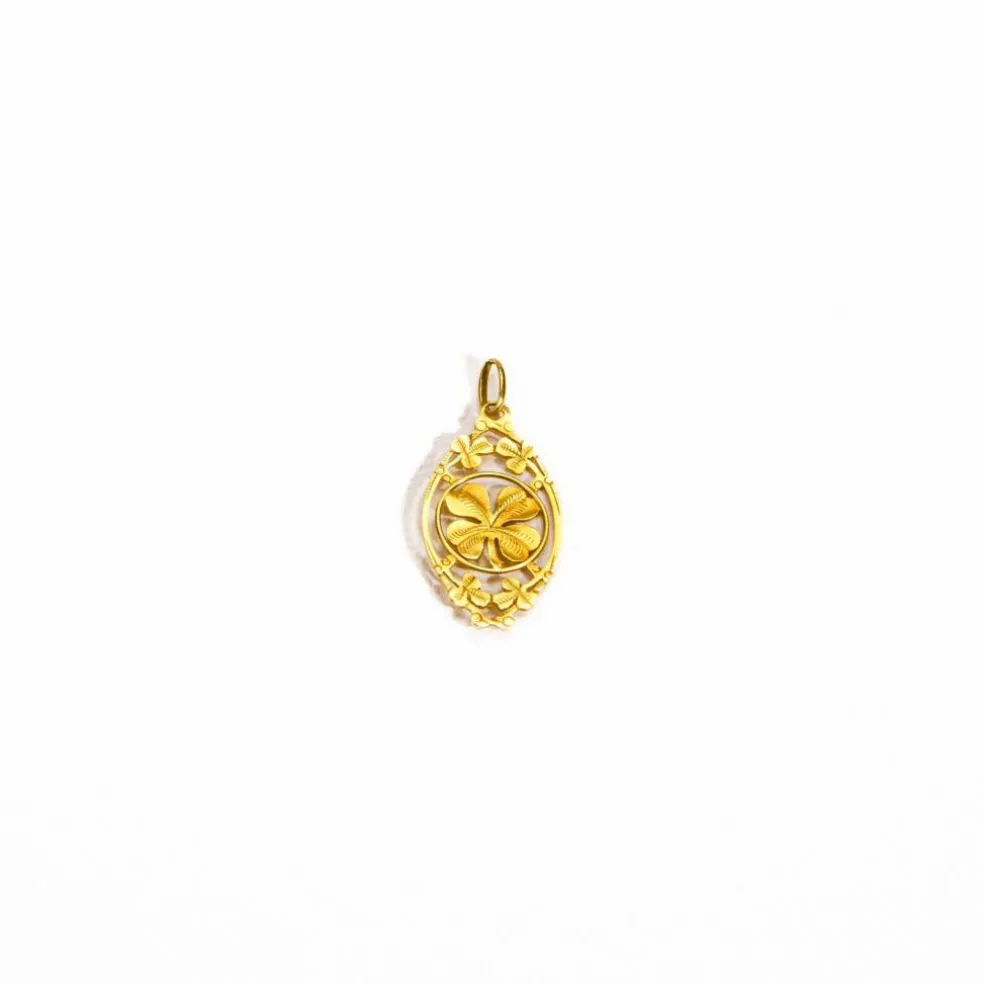 Pendentif ancien trèfles or jaune