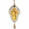 Pendentif ancien Vierge saphir perle fine