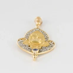 Pendentif ancien Vierge saphir perle fine
