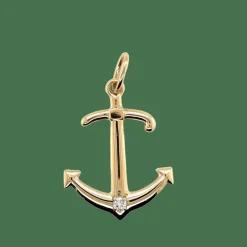 Pendentif Ancre or jaune et diamant