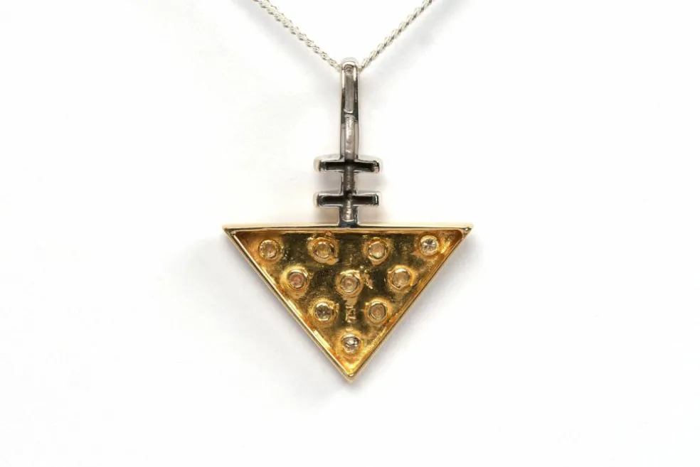 Pendentif années 70 en or jaune et blanc, diamants