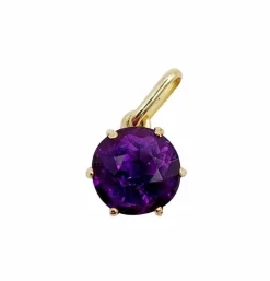 Pendentif antique or jaune améthyste 1,60 carats serti griffes (circa 1900)