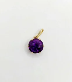 Pendentif antique or jaune améthyste 1,60 carats serti griffes (circa 1900)