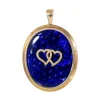 Pendentif antique victorien en forme de double cœur en or rose 10 carats, perles de rocaille