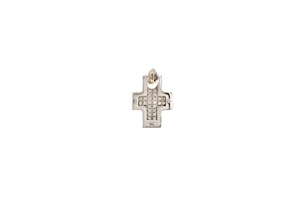 Pendentif Arkano en or blanc et or rose pavé diamants