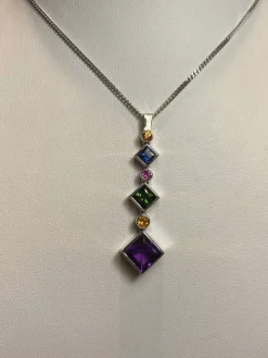 Pendentif Arlequin Améthyste Rubis Diamants