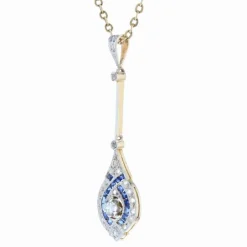Pendentif art déco ancien diamants saphirs