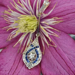 Pendentif art déco ancien diamants saphirs
