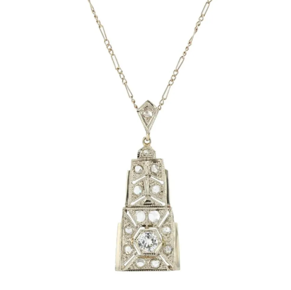 Pendentif art déco diamants et sa chaine