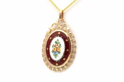 Pendentif Art Déco en or jaune 18 carats serti d'émail