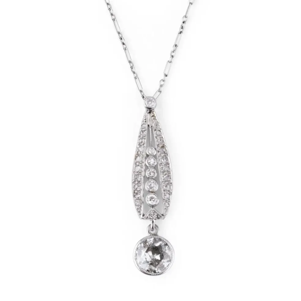 Pendentif Art Déco Platine Diamants