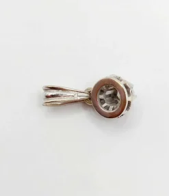 Pendentif art deco or blanc 18k diamant taille brillant 0,15 carats