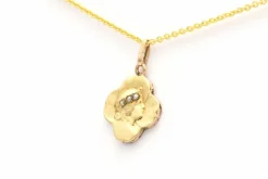 Pendentif Art Nouveau en or jaune 18 carats serti de perles