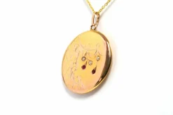 Pendentif Art Nouveau or jaune, perles et rubis