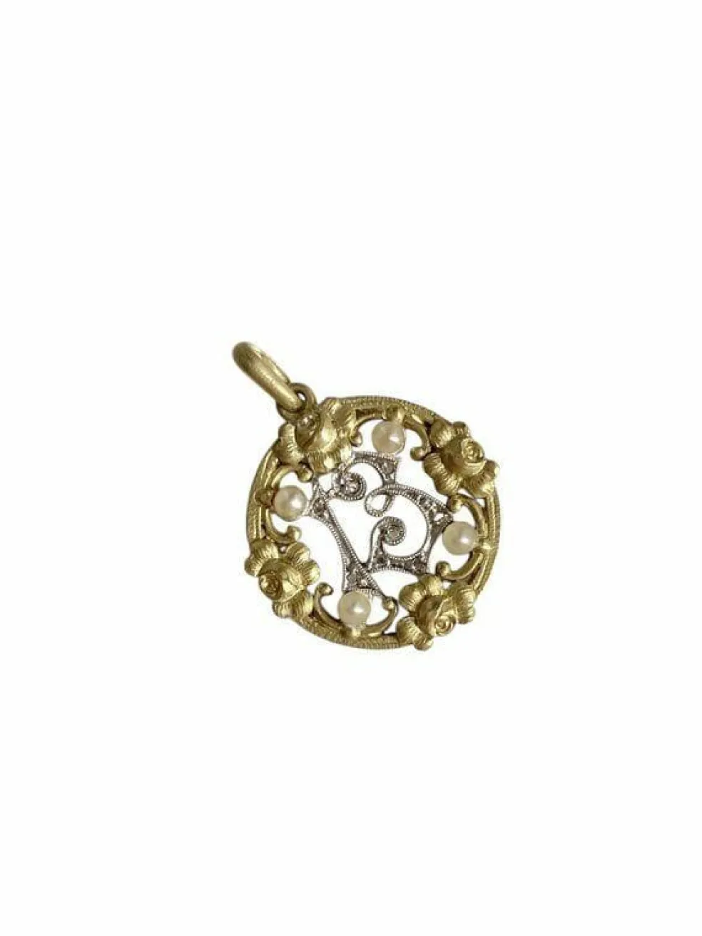 Pendentif Art Nouveau porte bonheur "13" en or